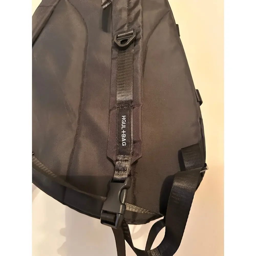 HGUL+Bag Adjustable Strap Pockets Black Crossbody Sling Bag Travel Outdoor